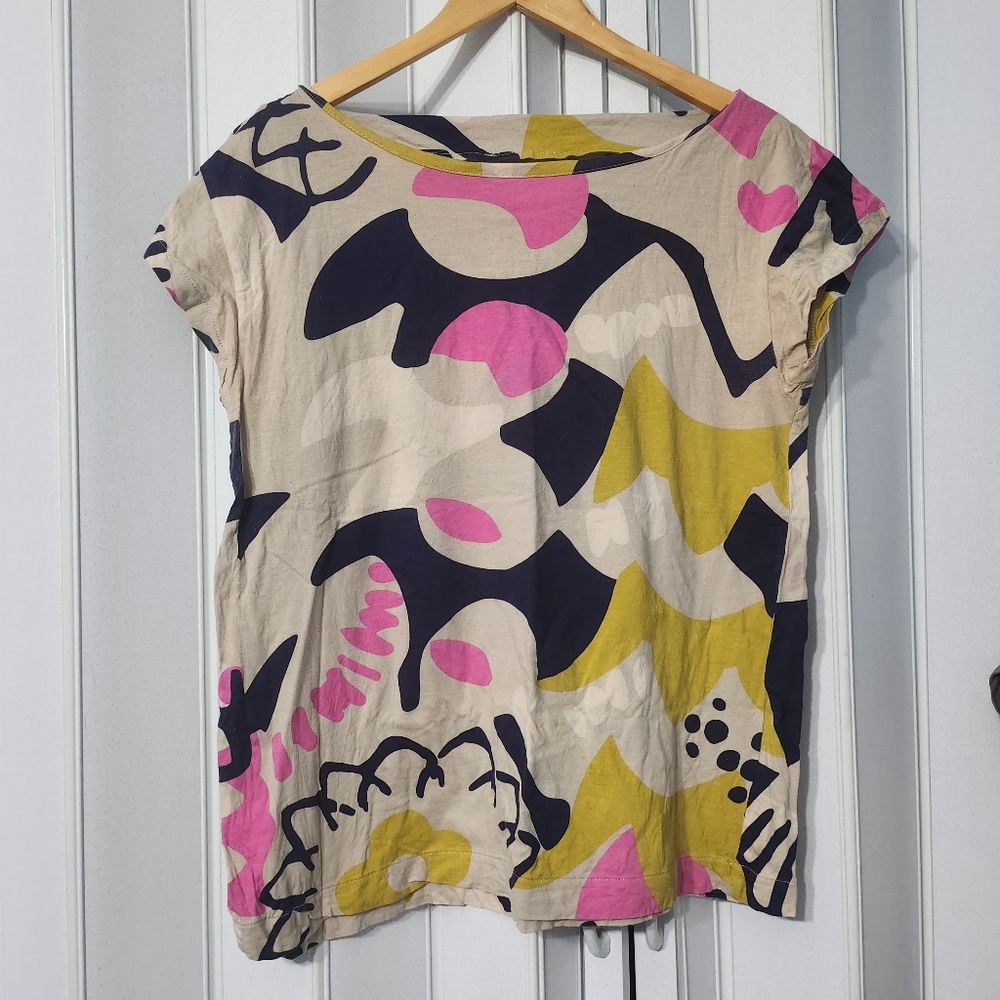 Barbie Pink French Connection Abstract Colorful Y2K Style Tshirt size Large EUC